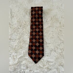 Ike Behar Shades of Brown Checkered Tie